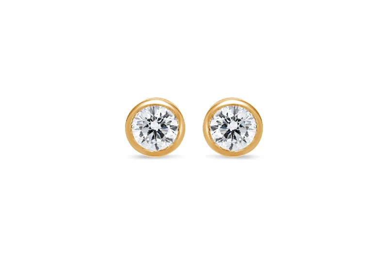 Yellow Gold 1.00CTW Lab Grown Round Diamond Stud Earrings