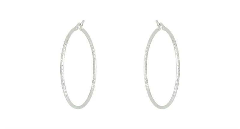 10kt White Gold Diamond Cut Hoops