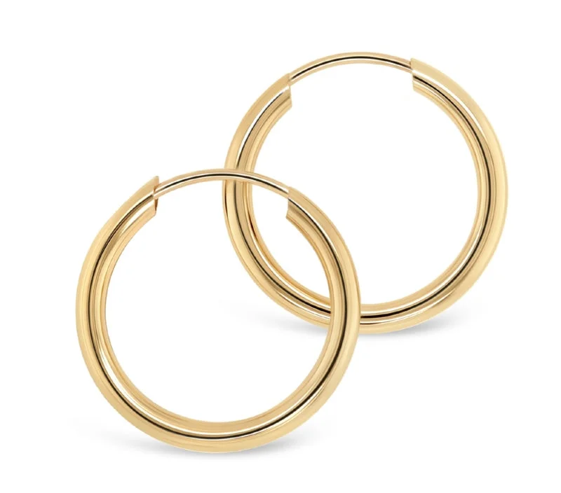 15mm Sleeper Hoops: Yellow Gold