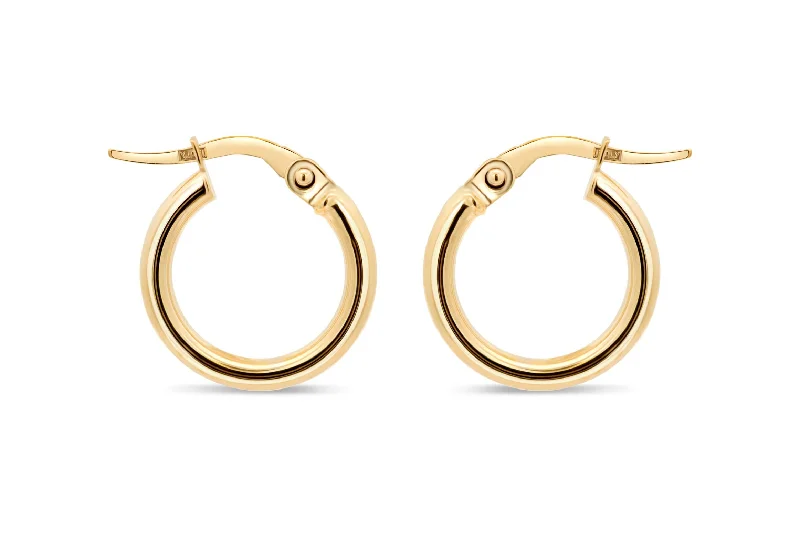 2mm Yellow Gold Stovepipe Hoop Earrings