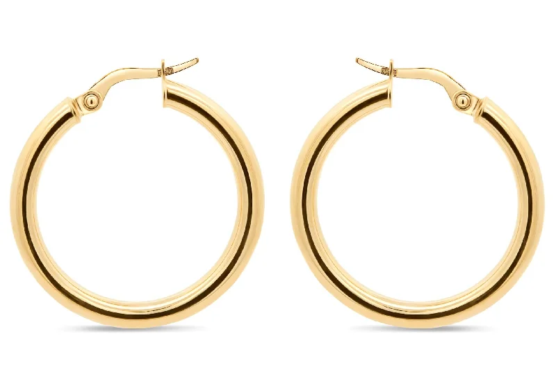 3mm Yellow Gold  Hoop Earrings