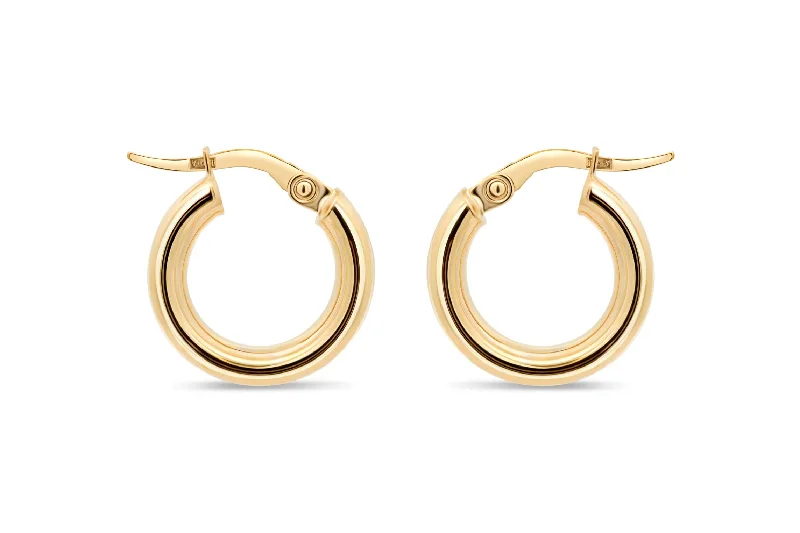 3mm Yellow Gold Stovepipe Hoop Earrings