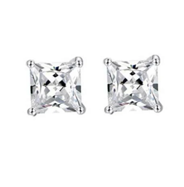 6mm Princess Cut CZ Earrings