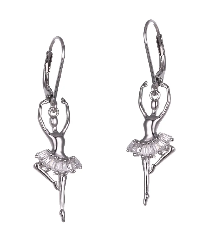 Ballerina Sterling Silver Drop Earrings