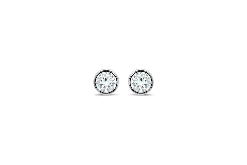 Casablanca Sterling Silver Bezel Set Round Crystal Studs