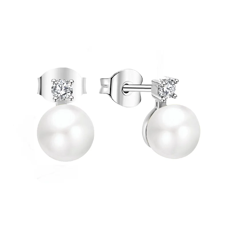 Casablanca Sterling Silver Pearl Drop Studs