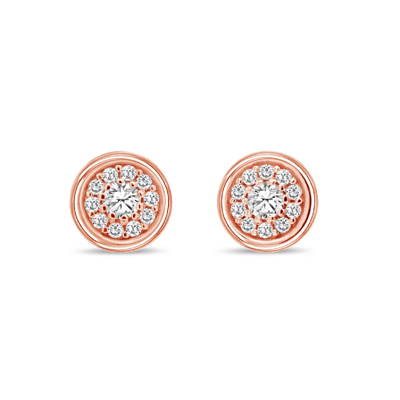 Circle CZ Earrings: Rose Gold