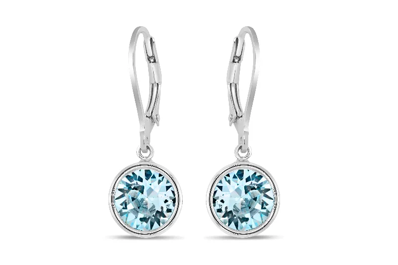 Casablanca Sterling Silver Crystal Drop Earrings: Aqua