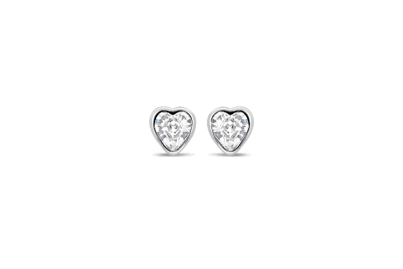 Casablanca Sterling Silver Crystal Heart Studs