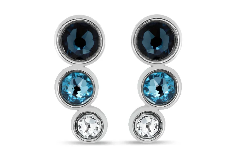 Casablanca Sterling Silver Crystal Three Stone Earrings: 3 Tone