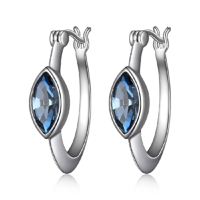 Elle Expression Crystal Hoops: Denim