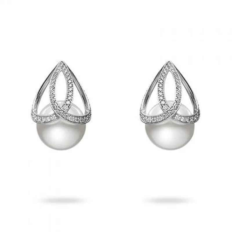 M Collection White South Sea Cultured Pearl Earrings