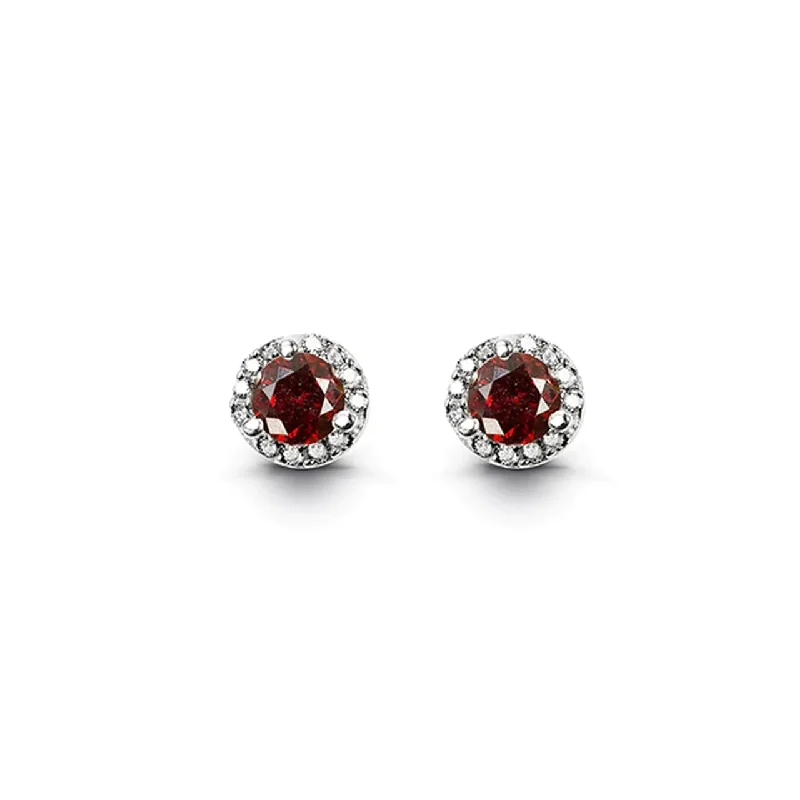 Shiny Birthstone Halo Earrings