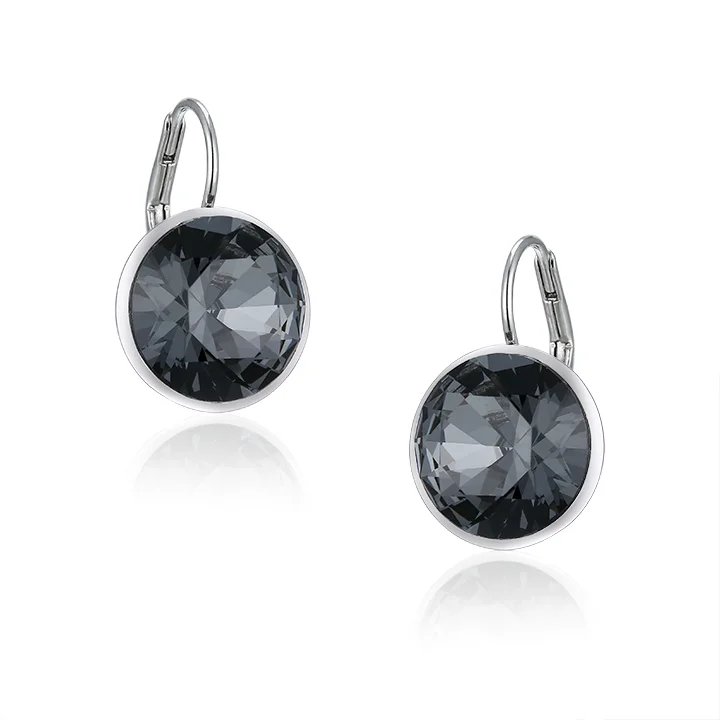 Sterling Silver Flora Black Drop Earrings