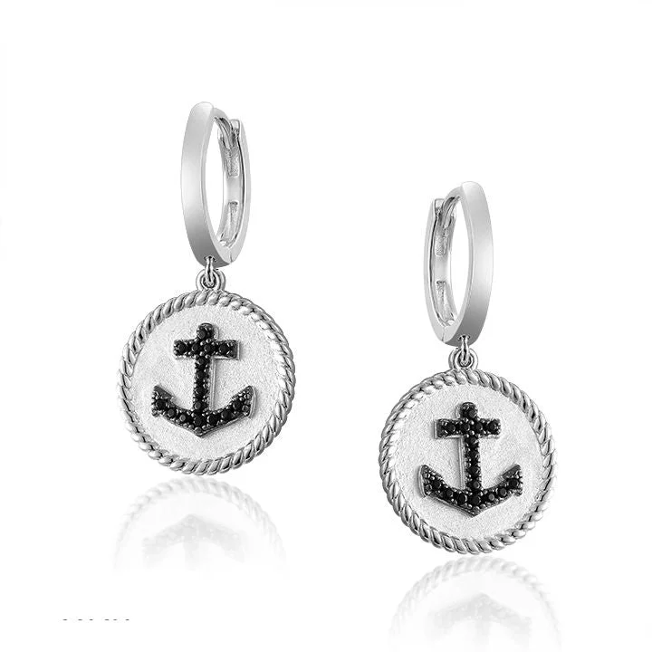 Sterling Silver Anchor Drop Earrings