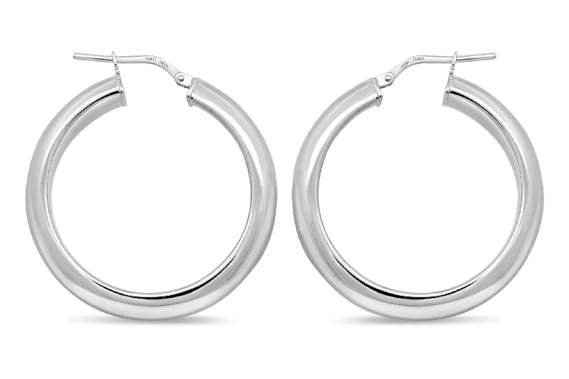 Sterling Silver Medium Hoop Wide Earrings.