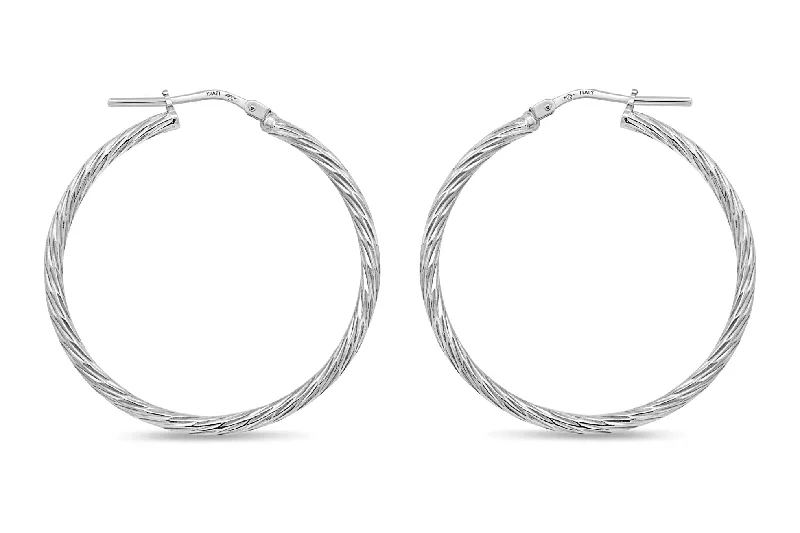 Sterling Silver Medium Twist Hoop Earrings