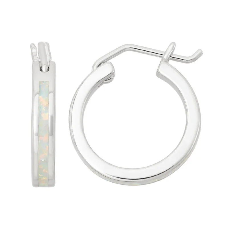 Sterling Silver Opal Hoop Earrings