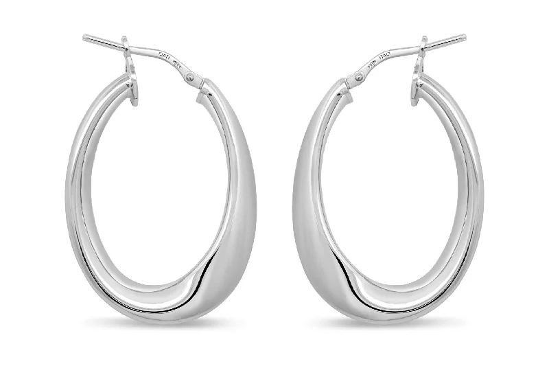 Sterling Silver Medium Oval Hoop Earrings