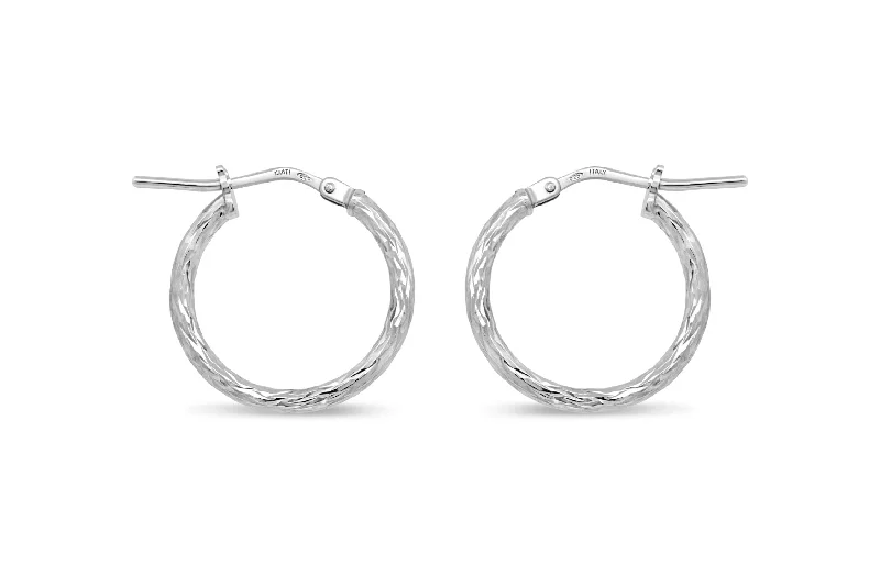 Sterling Silver Small Textured Hoop Earrings