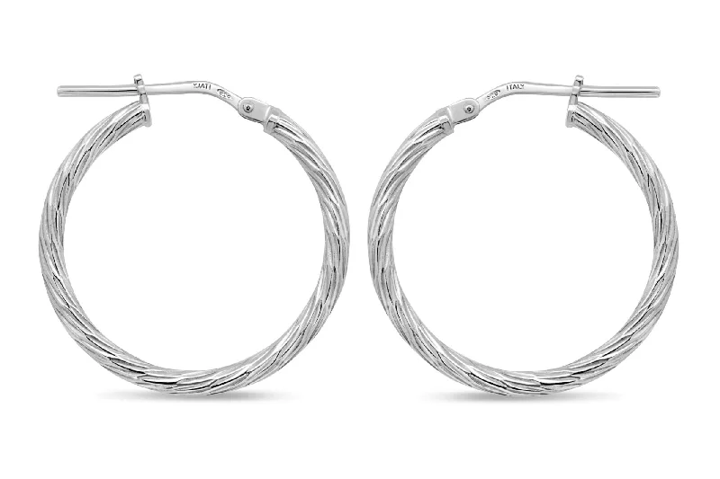 Sterling Silver Small Twist Hoop Earrings