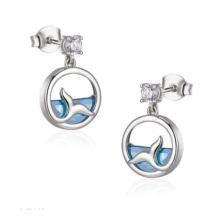 Sterling Silver Whale Tail Earrings