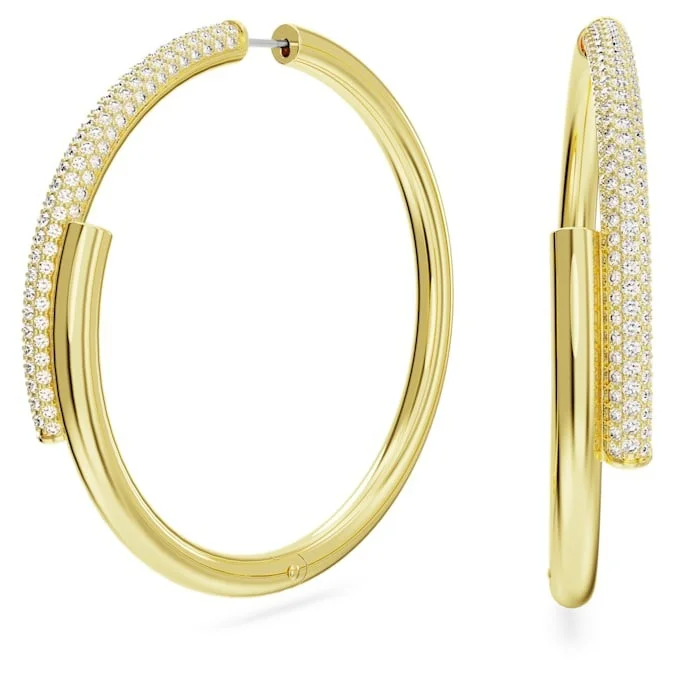 Swarovski Dextera Cross Over Gold Tone Hoop Earrings