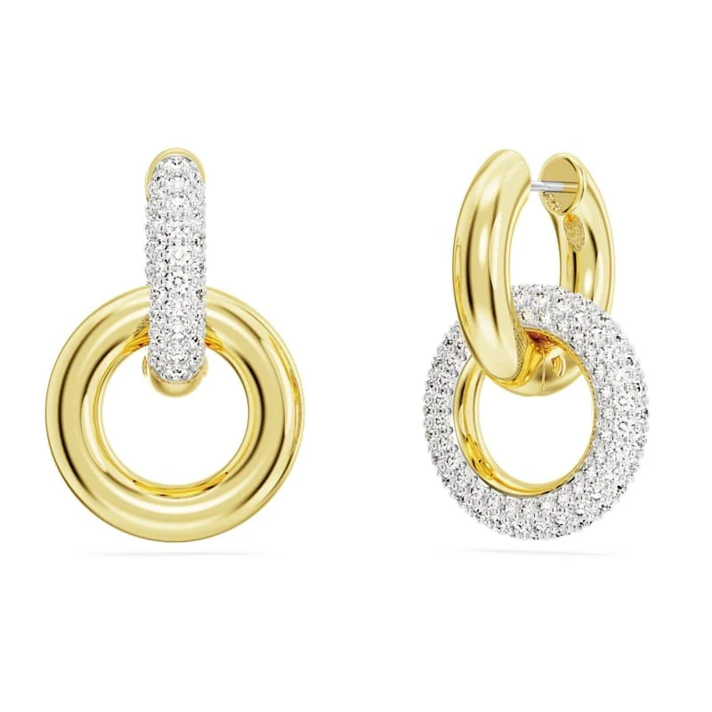 Swarovski Dextera Interlocking Gold Tone Hoop Earrings