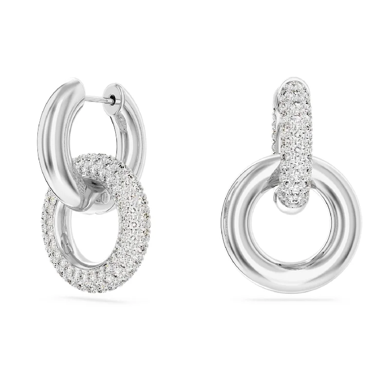 Swarovski Dextera Interlocking Silver Tone Hoop Earrings