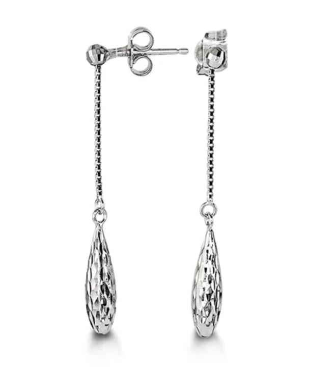 Teardrop Dangle Earrings: White Gold