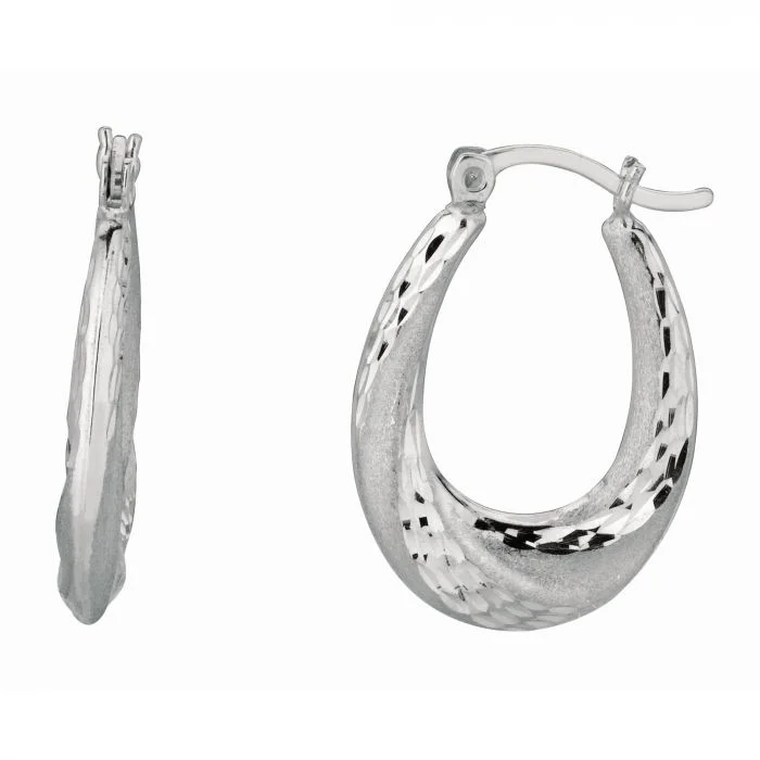 Twisted Diamond Cut Puff Hoops