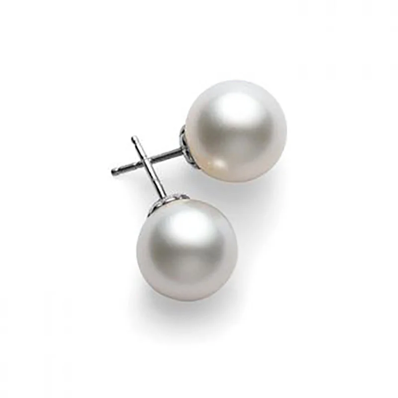 White Akoya Stud Earrings 18K White Gold