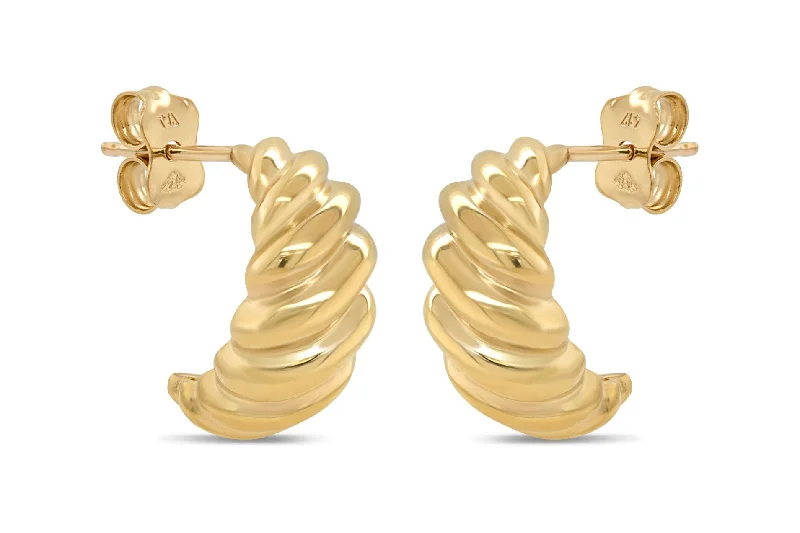 Yellow Gold Croissant Hoop Earrings