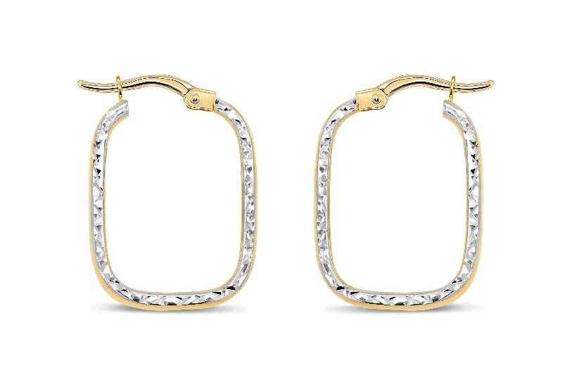 Yellow Gold Diamond Cut Hoop Earrings