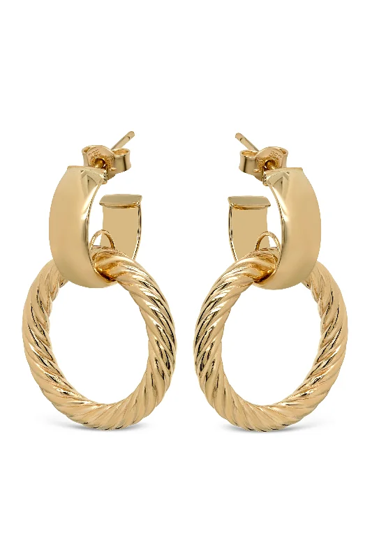 Yellow Gold Double Hoop Earrings