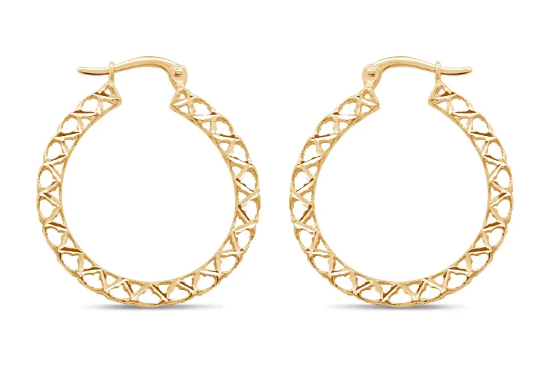 Yellow Gold Open Design Hoop Earrings