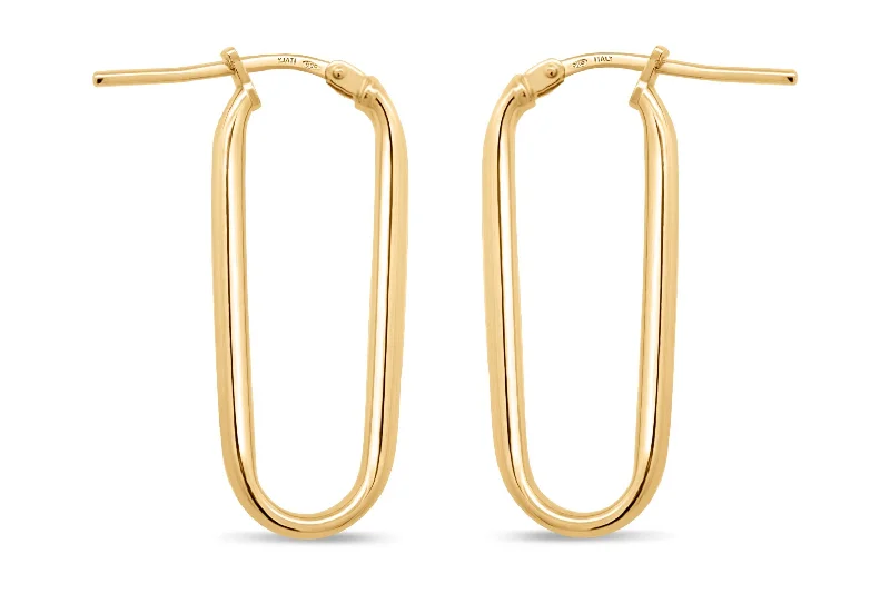 Yellow Gold Plated Oval Hoop Earrings