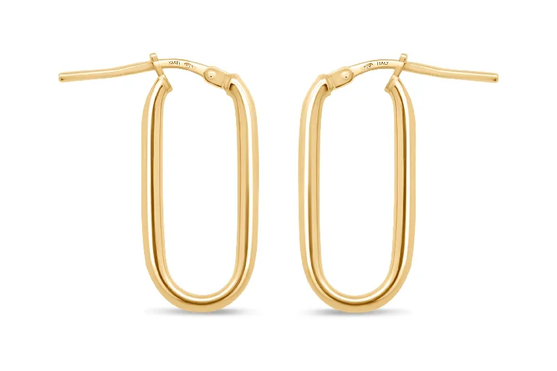 Yellow Gold Plated Small Oval Hoop Earrings