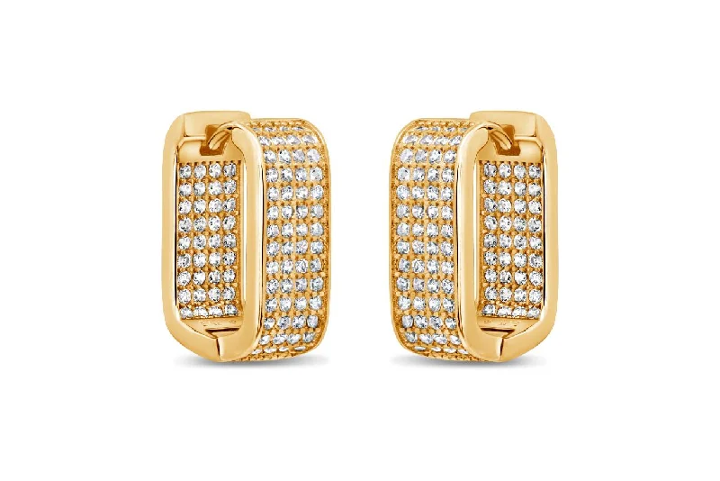 Yellow Gold Plated Square Hoop CZ Earrings