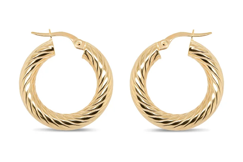 Yellow Gold Twist Hoop Earrings