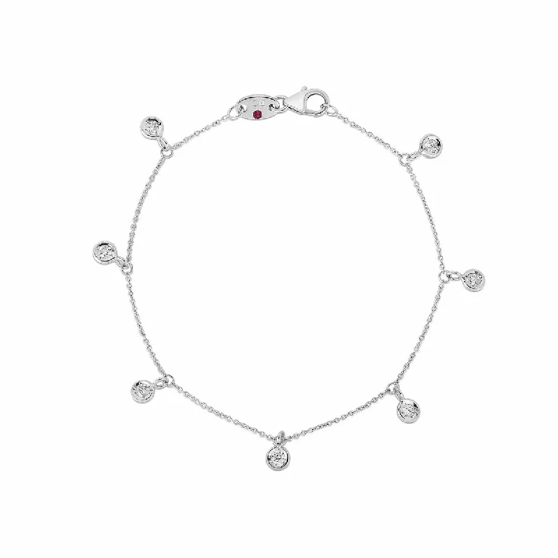 18K 7 Station Dangling Diamond Bracelet