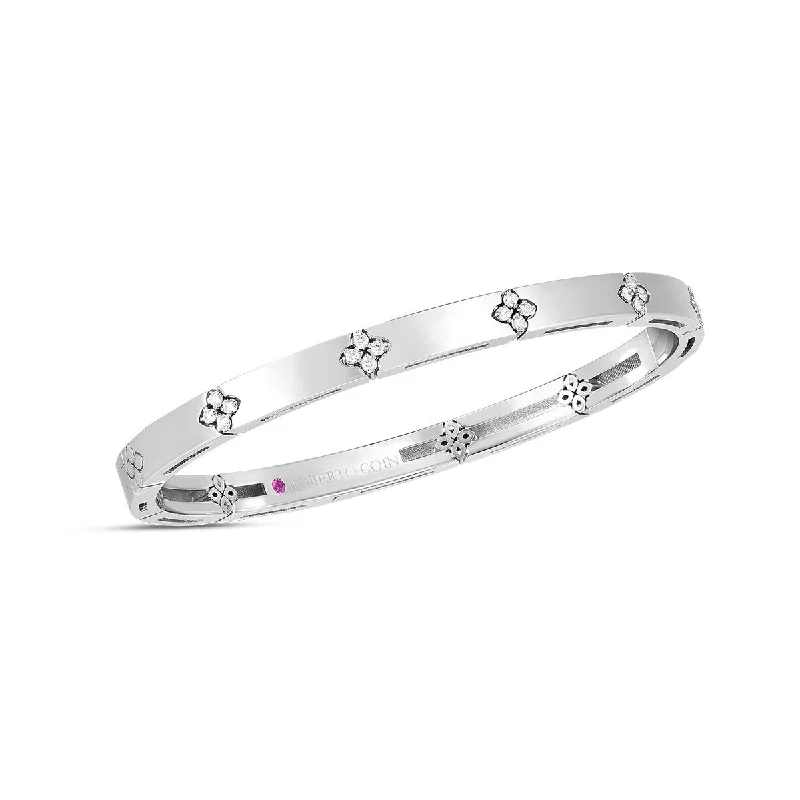 18K Verona Narrow Width Bangle with Diamond Accent