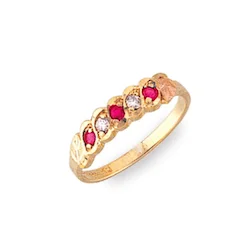 Black Hills Gold Ruby and Diamond Ring