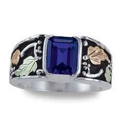 Black Hills Gold Silver Mens Birthstone Ring