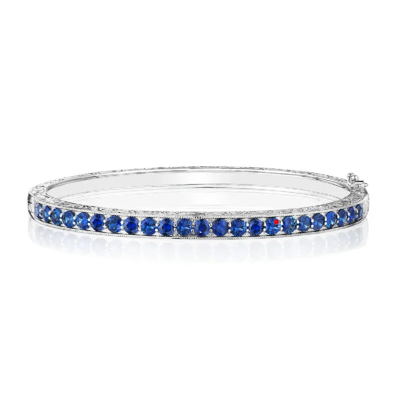 Engraved Blue Sapphire Bangle