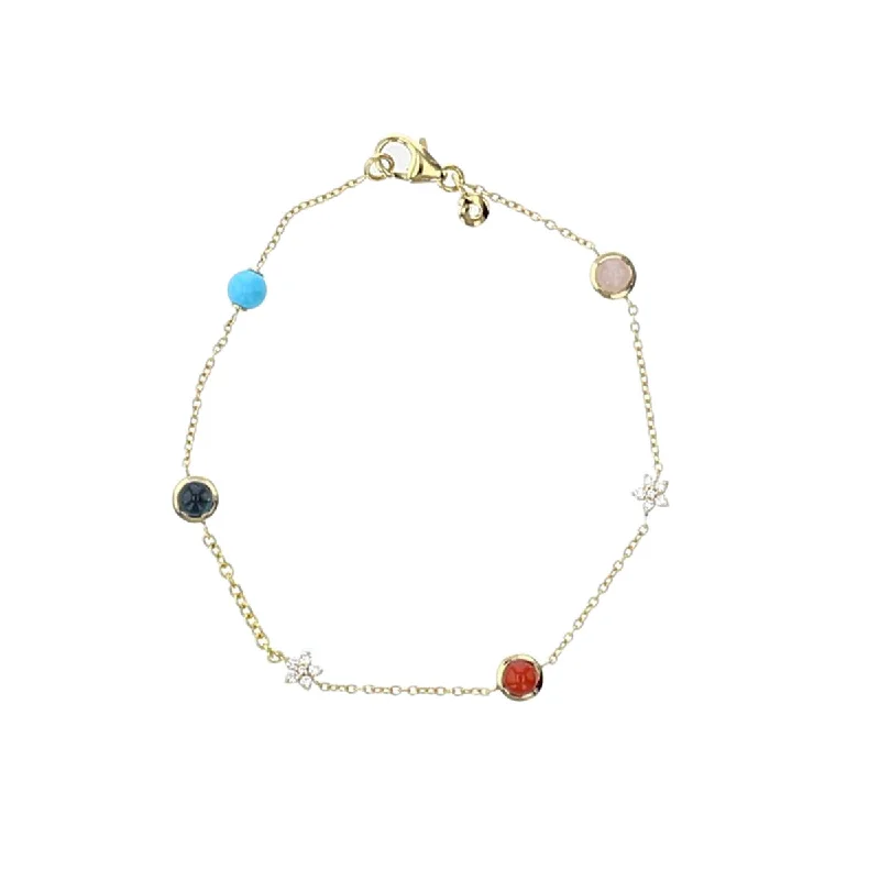 Shooting Star Bracelet in Yellow Gold with Mixed Stones