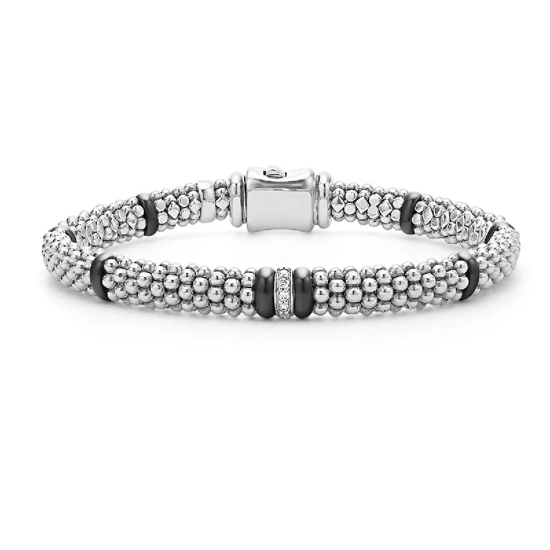 Single Station Diamond Caviar Bracelet 6mm