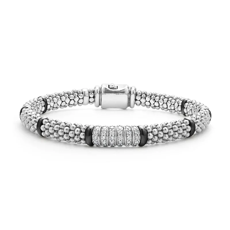 Six Station Diamond Caviar Bracelet