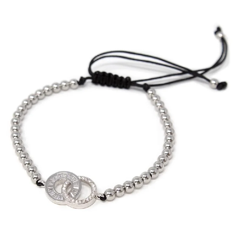 Stainless St CZ Interlock Circle Bracelet