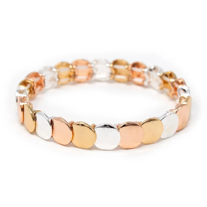 Three Tone Disc Stretch Bracelet